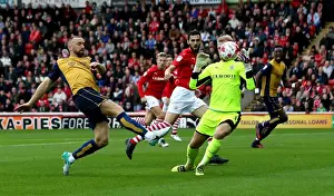 Barnsley V Bristol City Prints: Barnsley vs. Bristol City: Wilbraham's Shot Saved by Davies