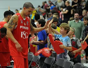 Bristol Flyers V Plymouth Raiders BBL Cup Prints: Basketball Fever: Thrilling Victory Celebration at Wise Campus - Bristol Flyers vs