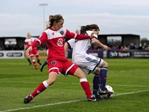 BAWFC v Chelsea Ladies Collection: A Battle for the Ball: Loren Dykes' Determined Fight in Bristol Academy vs. Chelsea Ladies