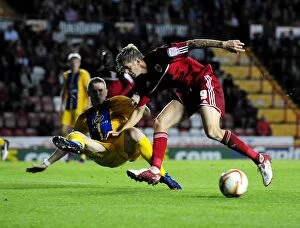 Bristol City v Crystal Palace Collection: Battling for the Ball: Jon Stead vs. Peter Ramage - The Intense Rivalry in the 2012 Championship