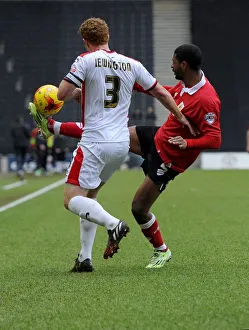 MK Dons V Bristol City Prints: Battling for the Ball: Mark Little vs. Dean Lewington, Milk Cup Clash - Football Rivalry
