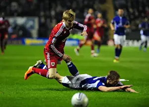 Leicester City V Bristol City Prints: Battling for the Ball: Mee vs