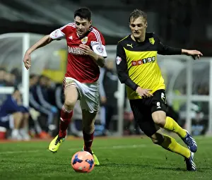 Watford V Bristol City Replay Prints: Battling for the Ball: Moloney vs Ekstrand in FA Cup Replay Thriller at Vicarage Road