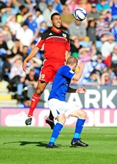 Images Dated 6th October 2012: Battling for the Ball: Nyatanga vs. Vardy in Intense Leicester City vs