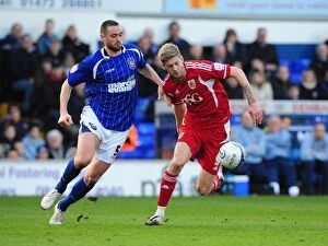 Images Dated 3rd March 2012: Battling for Control: Stead vs. Delaney in the Ipswich-Bristol City Football Rivalry, March 2012