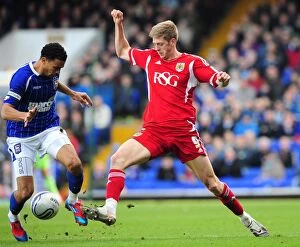Ipswich Town v Bristol City Collection: Battling for Control: Stead vs. Edwards in the Ipswich Town vs