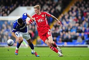 Ipswich Town v Bristol City Collection: Battling for Control: Stead vs. Edwards in the March 2012 Ipswich Town vs