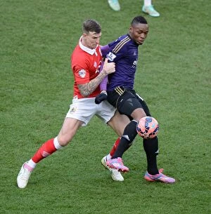 Images Dated 25th January 2015: Battling for the FA Cup: Aden Flint vs. Diafra Sakho's Intense Rivalry on the Pitch