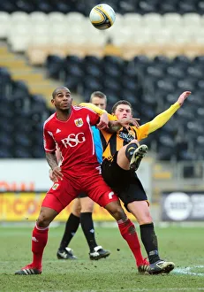 Hull City V Bristol City Prints: Battling Midfielders: Marvin Elliott vs
