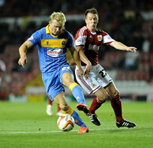 Battling for Possession: Curtis Main vs. Bristol City Defender, Ashton Gate, 2013