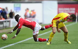 Bristol City V MK Dons Prints: Battling Rivals: Agard vs. Kay in the Intense Bristol City vs. MK Dons Clash