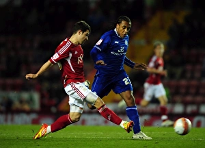 Bristol City V Leicester City Prints: Battling Rivals: Foster vs. Danns at Ashton Gate