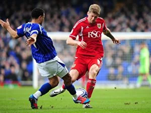 Images Dated 3rd March 2012: Battling Rivals: Stead vs. Edwards at Portman Road, March 2012