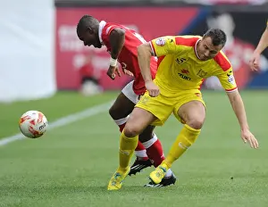 Bristol City V MK Dons Prints: Battling for Supremacy: Agard vs. Kay in the Heat of Bristol City vs. MK Dons Rivalry