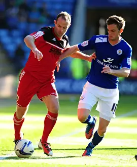 Leicester City V Bristol City Prints: Battling for Supremacy: Carey vs