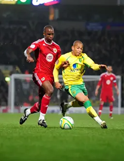 Norwich City V Bristol City Prints: Battling for Supremacy: Cisse vs