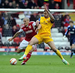 Bristol City V Preston North End Prints: Battling for Supremacy: El-Abd vs. Davies in Bristol City vs. Preston North End Clash