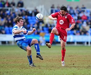 Reading V Bristol City Collection: Battling for Supremacy: Hartley vs. Tabb in the Championship Clash between Reading