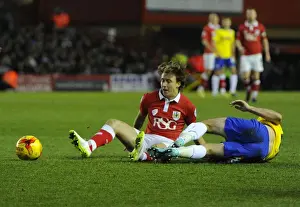 Bristol City V Crawley Town Prints: Battling for Supremacy: Luke Freeman Fights for the Ball in Bristol City's Victory over Crawley Town