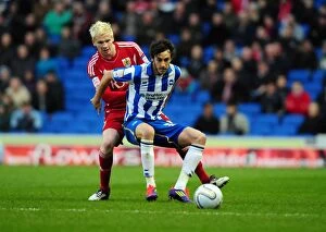 Brighton v Bristol City Collection: Battling for Supremacy: McGivern vs. Buckley in the Championship Clash between Brighton