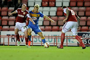 Bristol City V Shrewsbury Town Prints: Battling for Supremacy: O'Connor vs Main at Ashton Gate