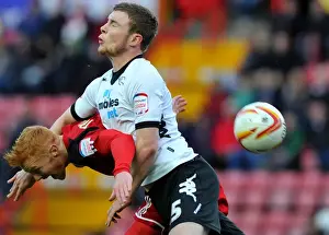 Bristol City V Derby County Prints: Battling for Supremacy: Ryan Taylor vs Mark O'Brien in the Derby County vs Bristol City Championship Clash