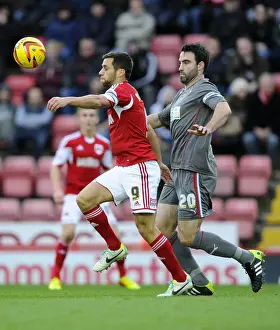 Bristol City V Rotherham United Prints: Battling for Supremacy: Sam Baldock vs Craig Morgan in Bristol City vs Rotherham United Football Match