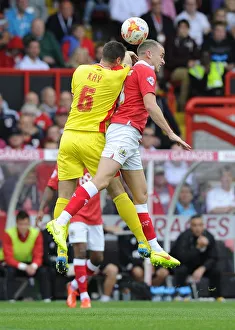 Bristol City V MK Dons Prints: Battling for Supremacy: Wilbraham vs. Kay in the Heat of Bristol City vs. MK Dons Rivalry