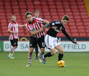 Sheffield United V Bristol City Prints: Baxter vs Burns: Intense Moment from Sheffield United vs Bristol City