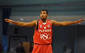 Worcester Wolves V Bristol Flyers BBL Cup Prints: BBL Cup Showdown: Flyers vs. Wolves - Dwayne Lautier-Ogunleye in Action (Worcester Wolves vs)