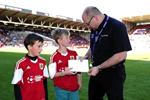 Bristol City V Notts County Prints: Through Their Bellies: Young Fans Luca Fortuna and Leo Worlock Receive Prize after Exciting Bristol City vs