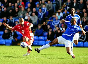 Peterborough V Bristol City Prints: Blocked Shot: Peterborough's Zakuani Denies Haynes at London Road (Peterborough v Bristol City)