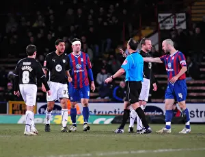 Crystal Palace V Bristol City Prints: Bloody Clash: Nyatanga Protest against Referee Russell over Lee's Elbow at Selhurst Park