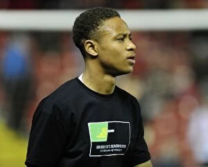 Images Dated 22nd October 2013: Bobby Reid of Bristol City Wears Kick It Out Shirt in Sky Bet League One Clash Against Brentford