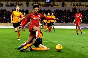 Wolverhampton Wanderers V Bristol City Prints: Bobby Reid Fouled by Conor Coady in Wolverhampton Wanderers vs