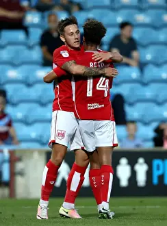 Glanford Park Prints: Bobby Reid and Josh Brownhill: Celebrating a Goal for Bristol City against Scunthorpe United