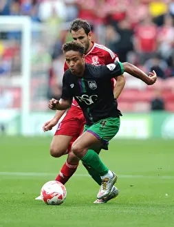 Middlesbrough V Bristol City Prints: Bobby Reid vs Christian Stuani: Battle for Supremacy in Middlesbrough vs Bristol City Championship Clash