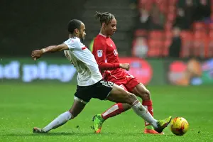 Bristol City V Fulham Prints: Bobby Reid vs Dennis Odoi: Intense Battle at Ashton Gate - Bristol City vs Fulham