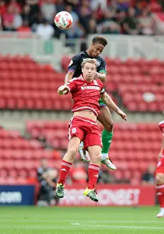 Middlesbrough V Bristol City Prints: Bobby Reid vs Grant Leadbitter: Aerial Battle at Riverside Stadium - Middlesbrough vs Bristol City
