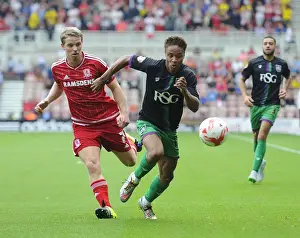 Middlesbrough V Bristol City Prints: Bobby Reid vs Grant Leadbitter: Battle for Supremacy in Middlesbrough vs Bristol City Championship Clash