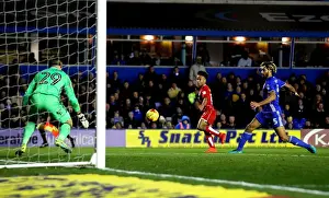 Framed Print : Bobby Reid's Moment of Glory: Aiming for the Net in Birmingham City vs. Bristol City, 2016