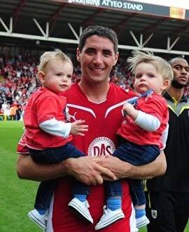 Bristol City v Derby County Collection: Bradley Orr of Bristol City Celebrates with His Twins after Championship Match vs