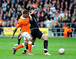 Blackpool V Bristol City Prints: Bradley Orr vs. DJ Campbell: Intense Battle in Blackpool v Bristol City Championship Clash