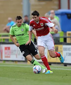 Forest Green Rovers V Bristol City Prints: Brendan Maloney Escapes Forest Green Rovers Defender Andrew Mangan: Forest Green Rovers vs