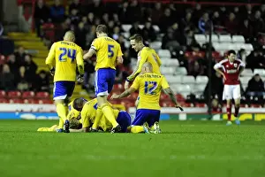 Bristol City V Brentford Prints: Brentford Celebrates: Sam Saunders Scores Against Bristol City, 2013