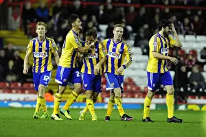 Bristol City V Brentford Prints: Brentford's Sam Saunders and Team Mates Celebrate Goal Against Bristol City