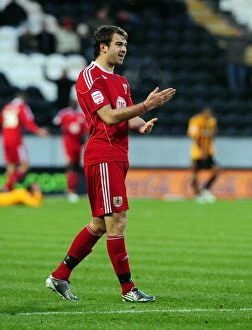 Images Dated 18th December 2010: Brett Pitman of Bristol City in Action against Hull City, Championship Match, KC Stadium