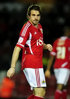 Bristol City V Leicester City Prints: Brett Pitman of Bristol City Faces Off Against Leicester City at Ashton Gate Stadium, 2012