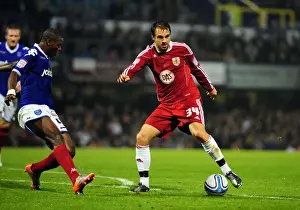 Framed Print : Brett Pitman of Bristol City Holds the Ball at Fratton Park during Portsmouth vs. Bristol City Championship Match, September 2010