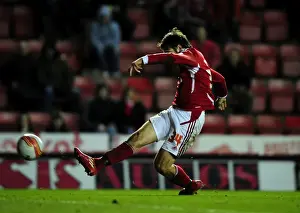 Bristol City V Leicester City Prints: Brett Pitman Scores: Thrilling Moment as Bristol City Takes on Leicester City at Ashton Gate Stadium
